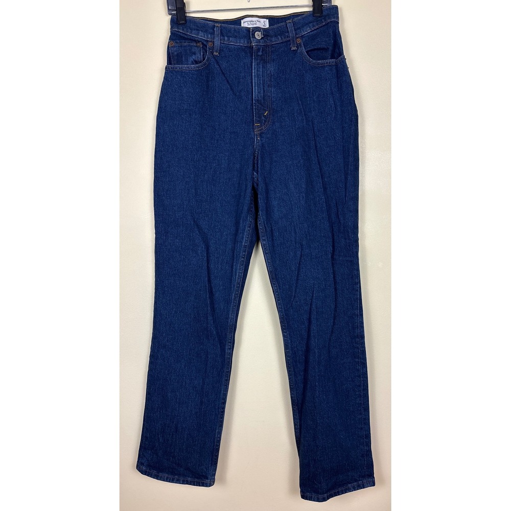 ABERCROMBIE & FITCH Curve High Rise 90s Straight Jeans Dark Marble Women Size 27 - Picture 3 of 15